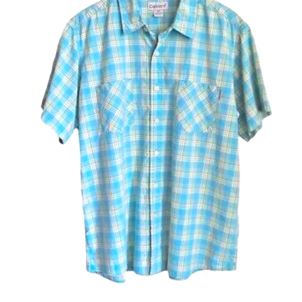 Carhartt Mens Button Up Short Sleeve Vintage Casual Blue